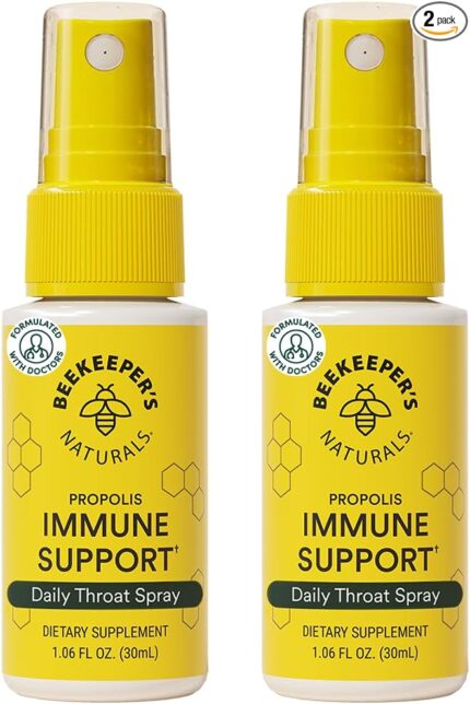 Beekeeper's Naturals Propolis Throat Spray, Natural Immune Support & Sore Throat Relief - Antioxidants, Keto, Paleo, Gluten-Free, 1.06 oz (Pack of 2)
