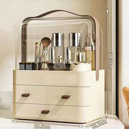 Acrylic Double Door Cosmetic Organizer with Drawers
